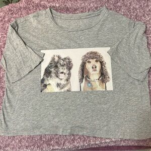 Aerie Gray Graphic T-Shirt with Dog Print